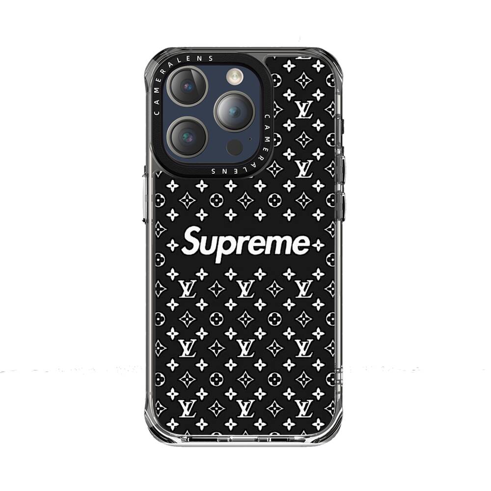 White Supreme & Louis Vuitton Logo iPhone 7 Plus Clear Case